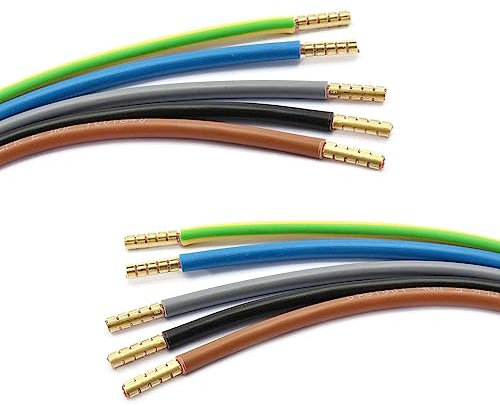 Xenterio 16mm² Zählerschrank/Elektroverteilung Verdrahtungssatz mit Aderendhülsen anschlussfertig gecrimpt (maschinelle Profipressung), 58cm (braun/schwarz/grau) und 110cm (blau/gelb-grün)