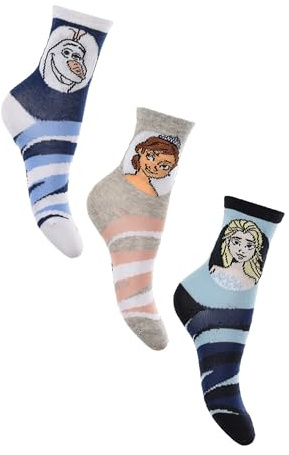 Sun City Frozen - Die Eiskönigin Socken 3 Paar Strümpfe Paket Kinder Mädchen, Größe:27/30
