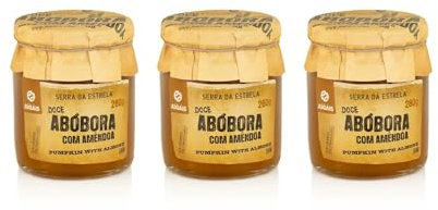 Confiture de potiron et d'amandes - Lot de 3 pots de 280g - Goût crémeux et texture croquante - Pour les desserts et les petits déjeuners - Sans Colorant ni Conservateur - Produit gourmet portugaise