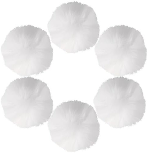 Pompons, 6 Stück Bommel für Mütze 7 cm Kunstfell Fellbommel Fake Fur Bommel, Kunstpelz Pom Ball, Künstliche Plüschbälle, Fellpompon Bommeln für Mützen Basteln Tasche Schlüsselanhänger (Weiß)