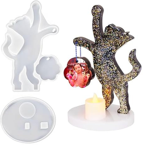 Finyoffiy Fotorahmenform Katzenrahmen Silikonformen Tier Epoxidharz Frame Mould Resin Mold DIY Basteln Haus Dekoration Resin Silikonform Ornamente (Cat)