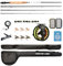 MASTER LOGIC Fliegenfischrute und Rolle, Kombi-Starter-Set mit leichter Fliegenbox, Angelfliegen und Druckguss-Aluminiumrolle, Tragetasche und Zubehör (5/6 W – 2,7 m, 4 Stück (Upgrade Fliegenrolle))