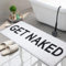 Get Naked Badematte, Läufer, niedlicher Badezimmerteppich, lustig, Badezimmer-Dekor für Wohnung, schwarz-weiß, Badematte für Badewanne und Dusche, maschinenwaschbar, weiße Badezimmerteppiche mit