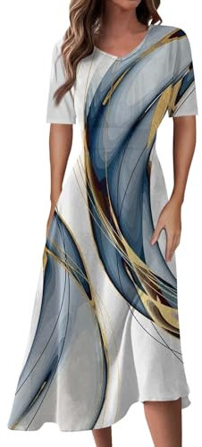 Générique Robe Demoiselle D'Honneur Femme,Robe Longue Femme Décontractée Robe Femme Chic Et Elegant Robe De Soiree Femme Col En V Robe Cocktail Femme Manches Courtes Robe Femme Ete(blanc,XL)