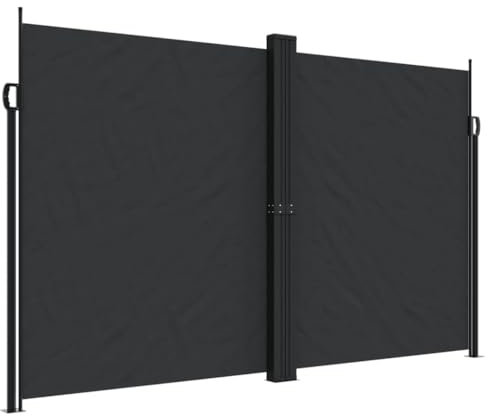 vidaXL Auvent Latéral Rétractable, Brise-Vue de Jardin, Écran de Protection, Écran de Balcon Terrasse Arrière-Cour Extérieur, Noir 200x1000 cm