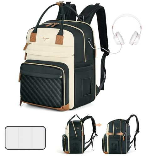 Tonyeee Wickeltasche Rucksack Baby Wickelrucksack mit Wickelauflage 25-37L Erweiterbares Große Wickeltasche Kinderwagengurten, Reise Rucksack Windeltasche Multifunktional Mommy Bag,Grau Aprikose