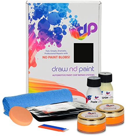 DrawndPaint Ausbesserungslack Lackreparaturset Kratzerentfernung Autolackrepatur Ausbesserung Steinschlägen Kratzern am Auto Lackstift geeignet für Volkswagen (VW) Deep Black Pearl Metallic-Lc9X