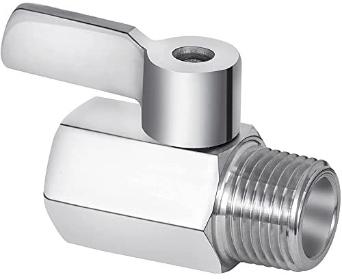 Giyofom Shower Shut Off Valve, 304 Stainless Steel Mini Ball Valve NPT Thread(1/2Inch Male x 1/2Inch Female),1 Pack