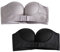 Soutien-gorge push-up sans armatures pour femme - Rembourré - Sans coutures - Silicone antidérapant - Avec bretelles transparentes, Noir/gris, 80E