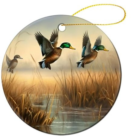 Weihnachtsschmuck, Jagd, fliegende Keramik-Anhänger, rund, zweiseitig, konsistent, Weihnachtsbaumschmuck