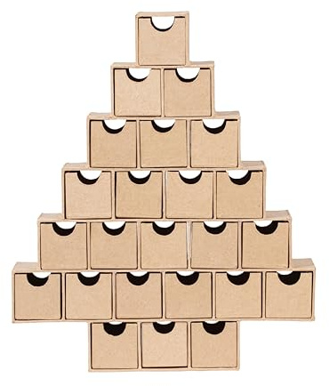 Décopatch HD095C - Adventskalender, Tannenbaumform, 24 herausnehmbare Fächer, zum Dekorieren, für Weihnachten, 5x30x35 cm, Kartonbraun, 1 Stück