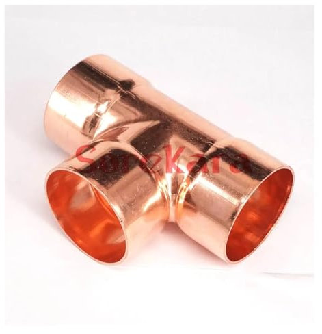 I.D 35x1.5mm Copper End Feed Euqal Tee 3 Ways Pipe Air Conditioner Refrigeration Water Heater