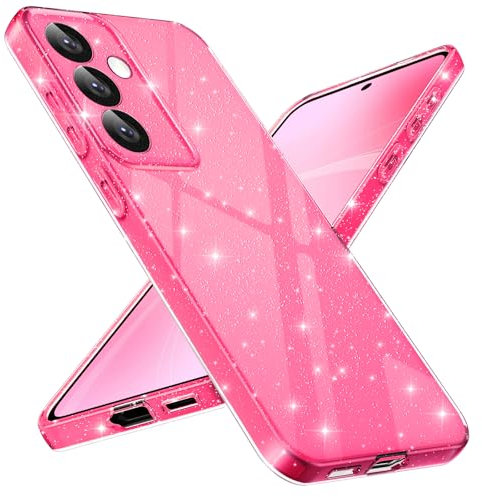 Paitech Coque pour Samsung Galaxy A15 Étui de Protection en Silicone, Protection Complète de l'Objectif de Caméra, Housse Étui de Protecteur Fine en TPU Souple avec Finition Paillettes, Rose