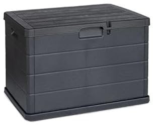 Maury's Coffre 170 litres effet bois, récipient de stockage, en résine anthracite, dimensions 78 L x 55 l x 52 H cm - Fabriqué en Italie