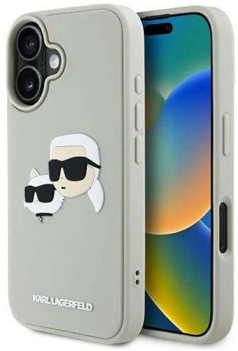 CG MOBILE Karl Lagerfeld HC 3D Rubber Hülle füruble Heads Hülle für iPhone 16 Beige