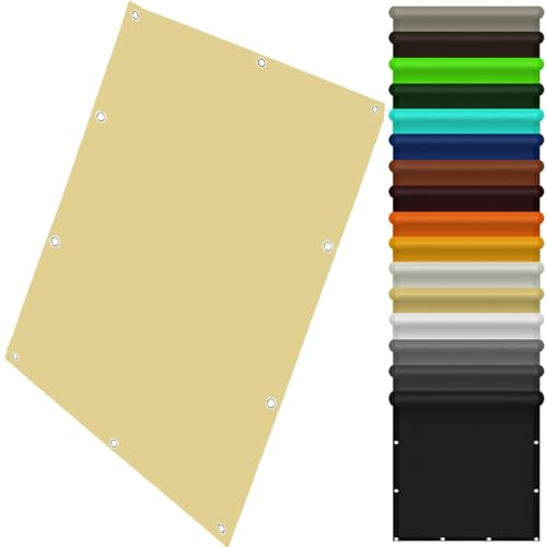 Sonnensegel Wasserdicht 150 x 250 cm Regenschutz Balkon UV Schutz Polyester Wasserabweisend mit Befestigungsseilen für Balkon Terrasse Garten, Creme Farben