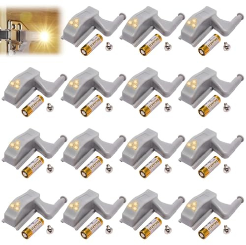 15 Stück Scharnier LED Licht, Universal Schrank Hinge Sensor Light Kleiderschrank Scharnier Licht, LED Sensor für zu Hause Küche, Schrank Beleuchtung Hause Küche (Weiß)