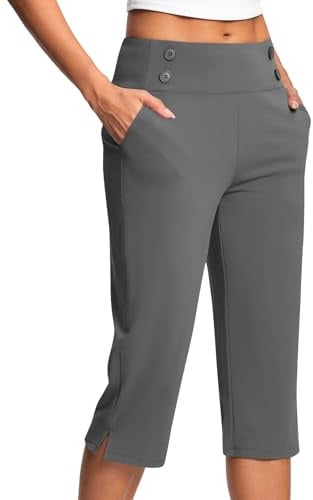 Caprihose Damen Befristetes Angebot, 3/4 Hosen Damen Yogahose Hohe Taille Leggings sportliche Jogginghose Bauchkontrolle Yogahose Einfarbige Freizeithose Outdoorhose Yoga Sporthose mit Tasche
