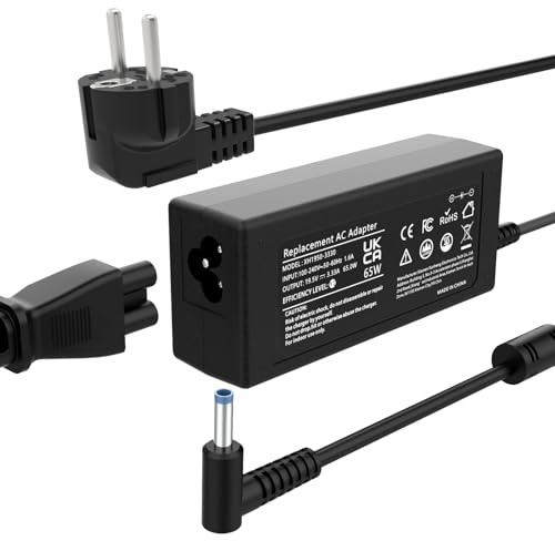 Caricatore per HP Computer Portatile 65W 45W HP Pavilion x360 14 15 17, Elitebook 840 G5, Envy, ProBook, Stream, Zbook, Serie Notebook 710412-001 Adattatore Alimentatore CA con punta blu 19,5V 3,33A