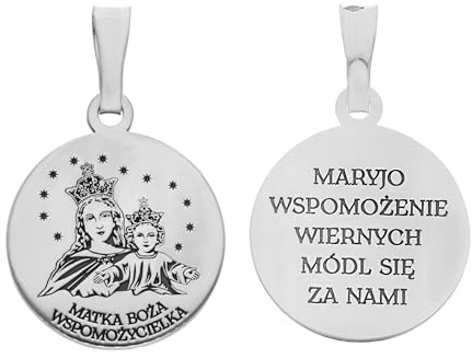 Ulex Premium 925 Sterling Silber Medaillon Maria Hilfe der Christen oxidiert Anhänger religiöser Schmuck für Damen Herren detailreich verarbeitet oval katholisch Heiligenbild Anhängerschmuck