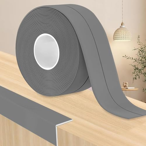 YushengTai Plinthe Adhesive,Gris 24 M Plinthe Souple Autoadhésive 30 x 30 mm, Corniere pvc Convient pour la Cuisine et la Salle de Bain (Gris)