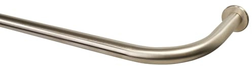 iso-design Gardinenstange mit Bogen zur Wand aus Edelstahl, 20 mm Durchmesser, mit Retourenbogen, einfache Montage, 120 cm