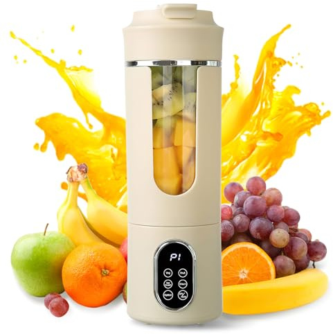Tragbarer Mixer Smoothie Maker, 530ml Mini Smoothie Mixer To Go Standmixer Klein mit 12 Rostfreien Klingen Kleiner Entsafter USB Aufladbarer Shaker Elektrisch Personal Blender für Küche Reise (B)