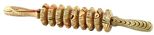 MOLUCKFU Bauchmassagegerät Holzmassagegerät Komfortabler Griff für Ganzkörpermassage Multifunktional mit Neun Rollen Tägliche Anwendung