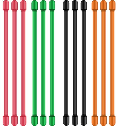 LHNNDM 12 PCS 6 Twist Ties, Silicone Cable Ties, Rubber Band Holder, Reusable Band Holder for Wire Management Rope Hanging -Black, Green, Orange, Red (12)