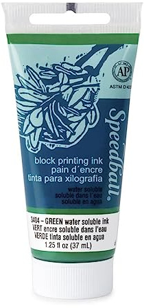 Speedball 37ml 1.25oz Water-Soluble Block Ink Green, For Block Printing, Lino Printing, Screen Printing, For Artists Kit