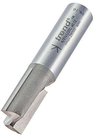 Trend Tungsten Carbide Tipped Two Flute Router Cutter, 1/2 In Shank, 14mm | Ideal For Clean Straight Cuts In Wood, With Tungsten Carbide Tips And A 1/2 In Shank, 4/01X1/2TC