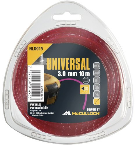 Tête de coupe Universal NLO015 : Fil de rechange pour débroussailleuse, longueur 10 m, fil Ø 3,0 mm, nylon résistant à la déchirure, accessoire d’origine McCulloch (n° art. 00057-76.163.15)