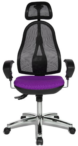 Topstar OP290UG03X Open Point SY Bürostuhl, Schreibtischstuhl, Syncro-Bandscheiben-Drehstuhl, inkl. höhenverstellbare Armlehnen und Kopfstütze, Bezugsstoff lila