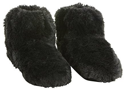 Habibi Plush Classic – 1652 Booties schwarz, Gr. L (41-45) Wärmepantoffeln/Wärmeschuhe/Wärmestiefel zum Erwärmen in der Mikrowelle/Backofen