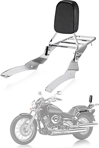 PSLER Moto Sissy Bar, Porte Bagages,Coussin Dossier Passager pour V-Star Drag Star 650 400 Custom
