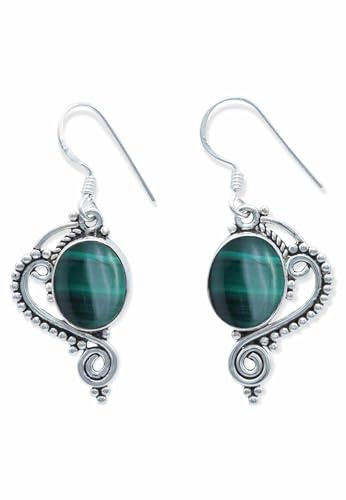 Edelstein Ohrringe Damen 925 Silber | echtes Silber, verschiedene echte Steine zur Auswahl, handarbeit aus Indien, im Geschenkbeutel