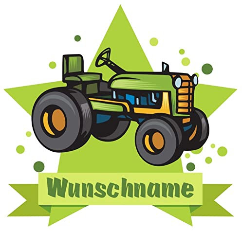 Samunshi® Alter Trecker Aufkleber mit Namen Autoaufkleber Namensaufkleber Kinder - 10x8,8cm mehrfarbig