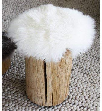 HEITMANN Lammfell Sitzkissen Sitzauflage rund 45 cm Stuhl Kissen warm (weiß)