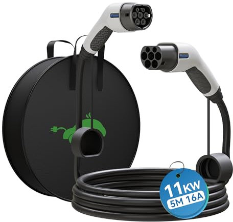 K.H.O.N.S. Cavo di ricarica tipo 2 modalità 3 11kW 16A trifase 5m per auto elettrica/EV ibrido tipo 2 a tipo 2 IP65 compatibile con tutti i modelli tipo 2/CCS2