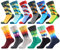 WeciBor Herren Bunt Beiläufig Gemusterte Socken Gekämmte Baumwolle Lustig Neuheit Crew Socken, 12 Paar Geometrie 2, Einheitsgröße