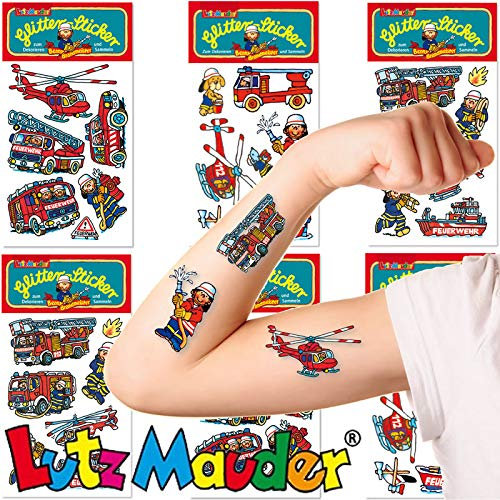 Carpeta 40 Sticker * FEUERWEHRMANN + Feuerwehr Fahrzeuge * als Mitgebsel zum Kindergeburtstag | Kinder Aufkleber Geburtstag Mitgebsel Geschenk