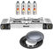 Mianova Campingkocher Doppel Gaskocher 2 flammiger Shisha Anzünder Grill Notfallkocher Kühltasche Gaskartuschen Gas Kocher Set Silber Grillplatte 4 Gasflaschen