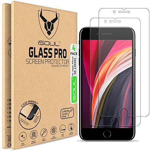 iSOUL [4 Pack Screen Protector For iPhone SE 2020 4.7 [Anti-Scratch] [Case Friendly] 0.28mm Tempered Glass Film