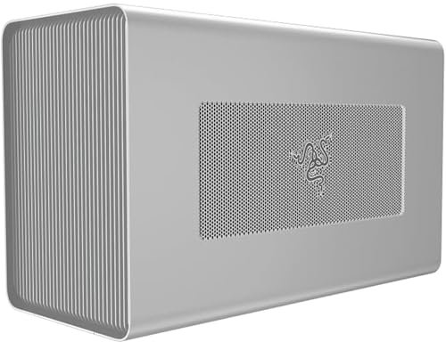 Razer Core X - Externes Grafikgehäuse - bis zu 3-Slot Karte (unterstützt Thunderbolt 3 oder Thunderbolt 4, Intern ATX 650W, 2X 8 Pin - 6+2-pin PCI-E - Anschlüsse) Mercury, Weiß
