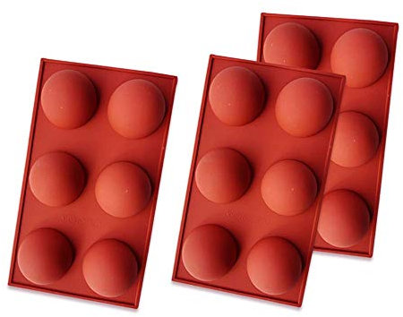 Zueyen Lot de 3 grands moules en silicone semi-sphériques à 6 cavités pour faire du chocolat, des gâteaux, de la gelée, de la mousse en forme de dôme