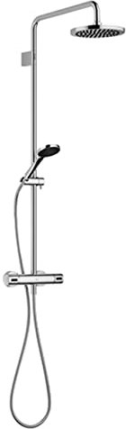 Dornbracht Showerpipe mit Brause-Thermostat, ohne Handbrause, Ausladung Standbrause 450 mm, Kopfbrause 220 mm, 34459979-33, Farbe: Schwarz Matt