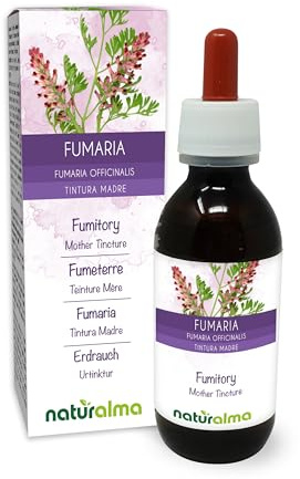 Erdrauch (Fumaria officinalis) Kraut mit Blüten Alkoholfreier Urtinktur Naturalma - Flüssig-Extrakt Tropfen 120 ml - Nahrungsergänzungsmittel - Veganer