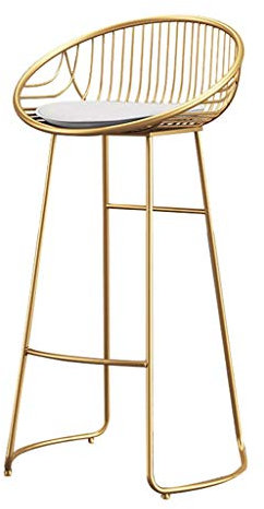 Barstools Footstool High Stool Dining Chair en Chaise de Cuisine - Bar | Tabouret de Petit déjeuner - Coussin Rose/Blanc Pieds en métal doré - Charge maximale de Cuisine 150 kg | Hauteur 65 / 75cm