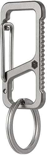 KeyUnity unisexe-adulte KM06 Keychain Mousqueton, Anti-lost Quick Release Titanium Key Holder, 2 pouces Organisateur clé Heavy Duty Petite Argent, S