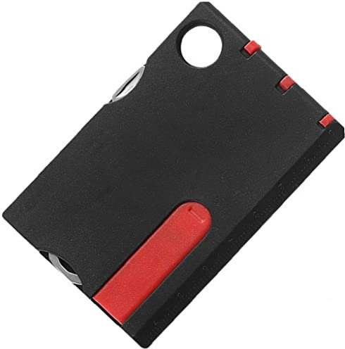 Zonster 10 in 1 Pocket Credit Card EDC Multi Tools Set Outdoor Survival Campinggeräte Tragbare Wanderkartenwerkzeuge Getriebe Kit, Schwarz Rot